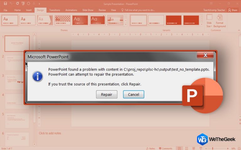 Как исправить Powerpoint обнаружил проблему с ошибкой содержимого