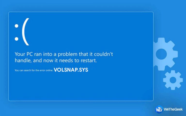 Как устранить ошибку синего экрана (BSOD) Volsnap.sys в Windows