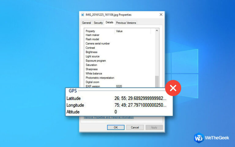 Как удалить данные о геолокации с фотографий на ПК с Windows