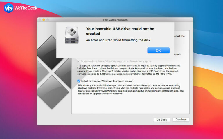 Как исправить проблему «Ваш загрузочный USB-накопитель не может быть создан» на Mac